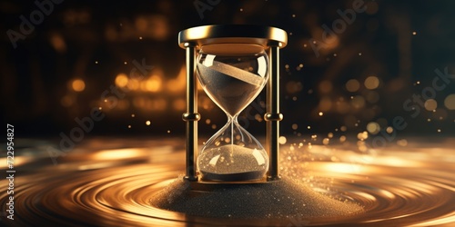 An hourglass with sand slowly running through it. Perfect for illustrating the passage of time and the concept of limited time. Ideal for use in presentations, websites, and print materials