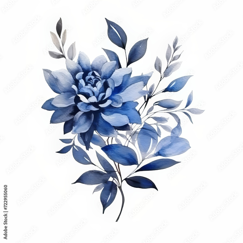 Fototapeta premium Blue White Flower on White Background