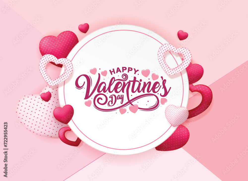Happy Valentines Day Card with Heart. Vector Illustration eps10