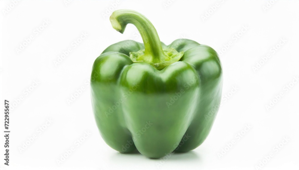 Photo of a ripe fresh green bell paprika pepper isolated on white background. Healthy food photography concept. Photo of a ripe fresh green bell paprika pepper isolated on white background. Healthy food photography concept.