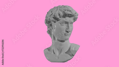 Statue of David Head by Michaelangelo on Pink Background, 4K