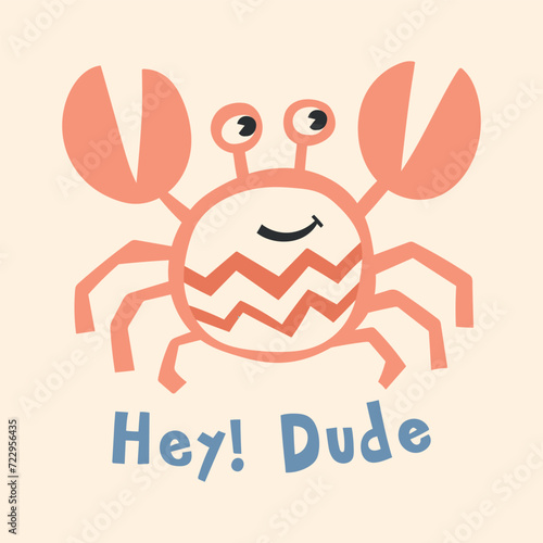 cartoon crab with slogan