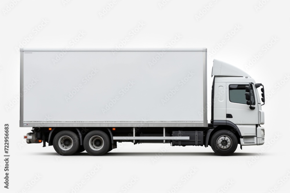 A white truck parked on a white surface. This image can be used to depict concepts such as cleanliness, minimalism, and simplicity A white truck parked on a white surface. This image can be used to depict concepts such as cleanliness, minimalism, and simplicity