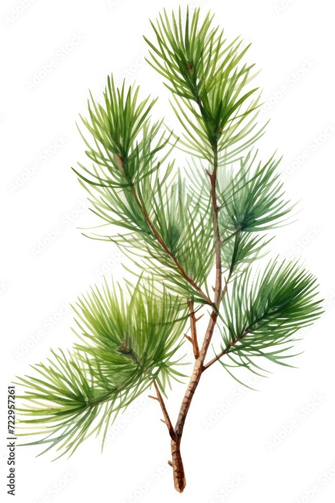 A beautiful watercolor painting of a pine tree branch. Perfect for nature lovers and art enthusiasts alike A beautiful watercolor painting of a pine tree branch. Perfect for nature lovers and art enthusiasts alike