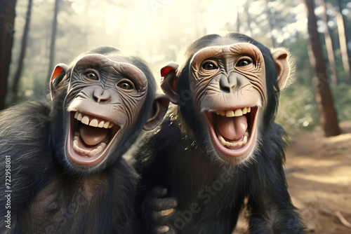 Chimpanzees laughing
