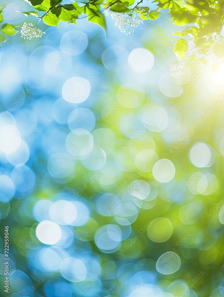 Summer sky with natural bokeh of sunlight, copy space - generative ai Summer sky with natural bokeh of sunlight, copy space - generative ai