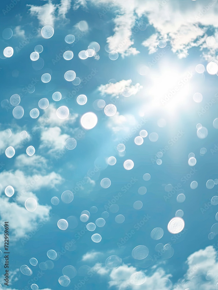 Summer sky with natural bokeh of sunlight, copy space - generative ai