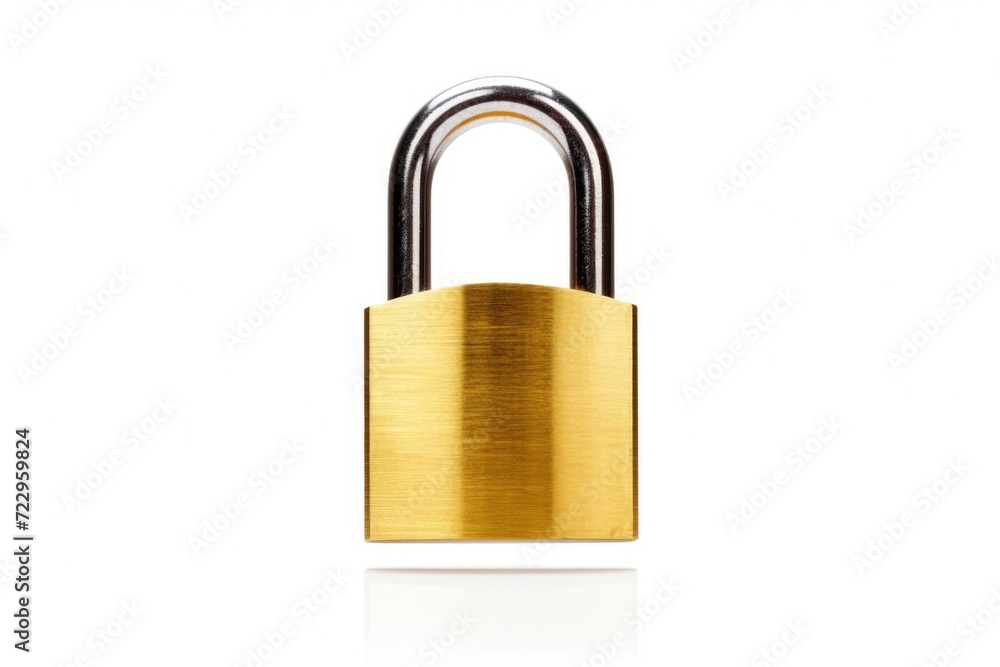 A golden padlock on a white background. Suitable for cybersecurity, protection, and privacy concepts A golden padlock on a white background. Suitable for cybersecurity, protection, and privacy concepts