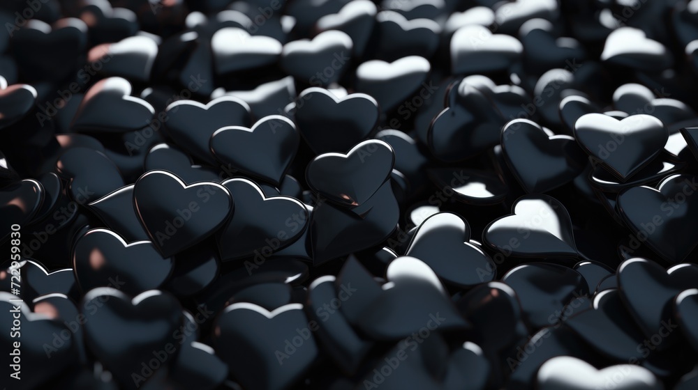 Obraz premium A picture featuring a large group of black and white hearts. Perfect for various occasions and designs