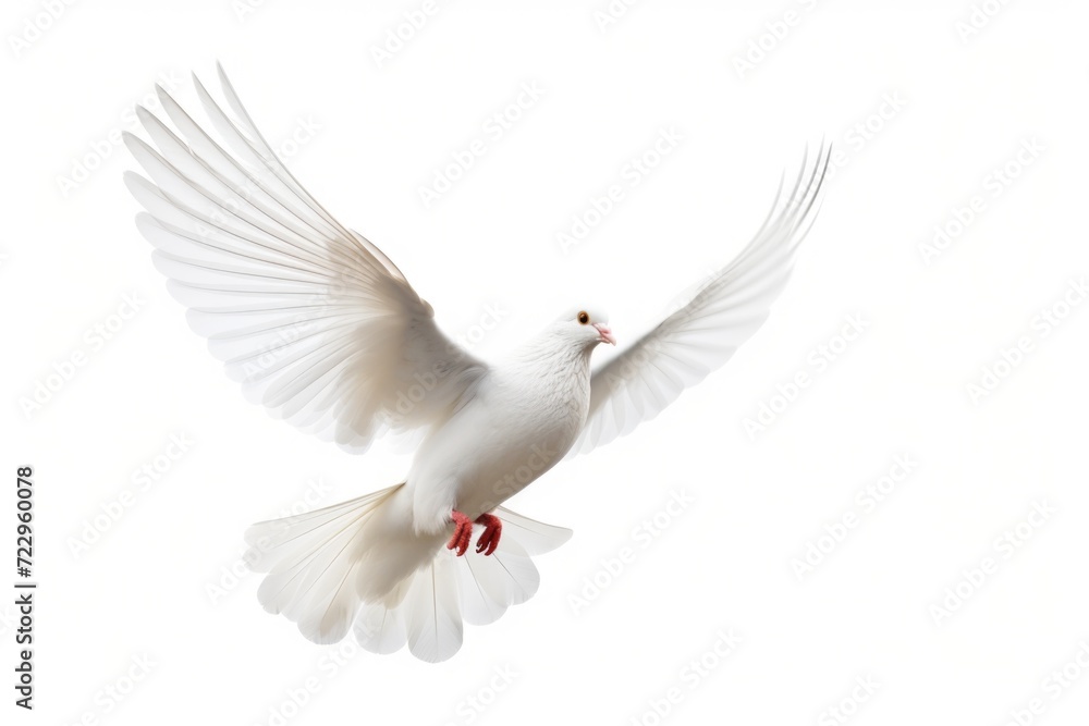 A white dove gracefully soaring through the air with its wings outstretched. Perfect for symbolizing peace and freedom. Ideal for use in inspirational projects or nature-themed designs A white dove gracefully soaring through the air with its wings outstretched. Perfect for symbolizing peace and freedom. Ideal for use in inspirational projects or nature-themed designs
