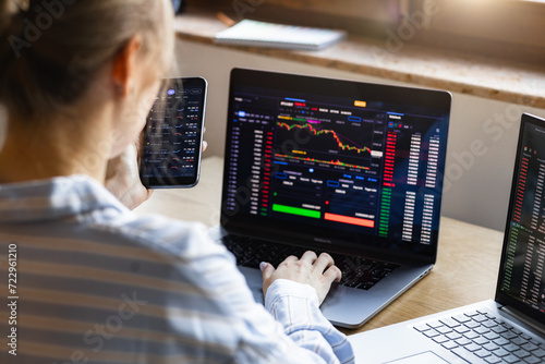 Quadro su tela Cryptocurrency concept, investment stock market