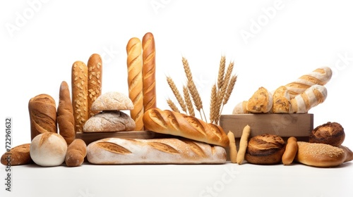 Fotografia A selection of different types of breads and rolls displayed on a table