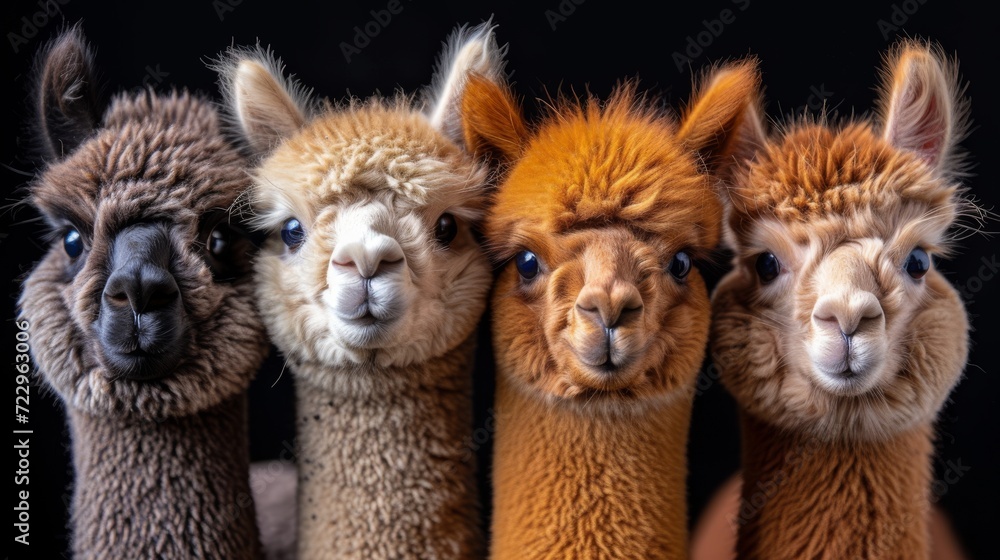 Fluffy Alpacas, Delightful shot of fluffy alpacas with expressive eyes, radiating charm and gentleness. Fluffy Alpacas, Delightful shot of fluffy alpacas with expressive eyes, radiating charm and gentleness.