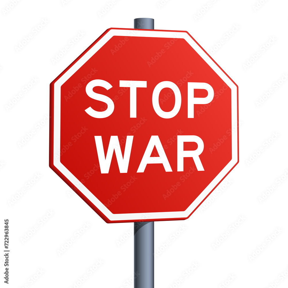 Stop War red road sign isolated on white background. Pop art style hand drawn color raster illustration. Stop War red road sign isolated on white background. Pop art style hand drawn color raster illustration.