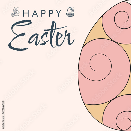 Happy Easter poster. Cute card for Easter. Vector illustration. Candy colors.