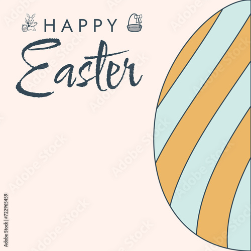 Happy Easter poster. Cute card for Easter. Vector illustration. Candy colors.