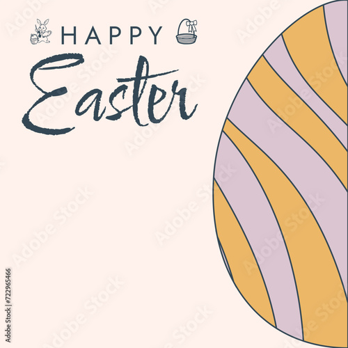 Happy Easter poster. Cute card for Easter. Vector illustration. Candy colors.