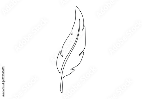 Continuous single line drawing of bird feather logo vector. Isolated on white background vector illustration. Free vector