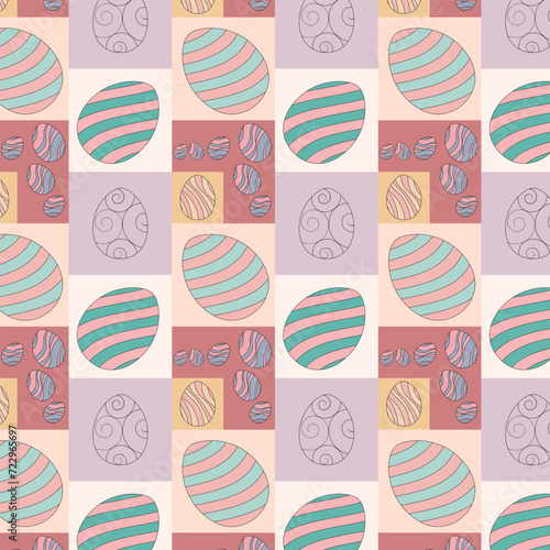 Happy Easter pattern. Cute pattern for Easter. Vector illustration. Candy colors.