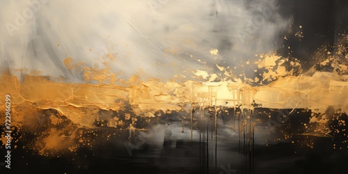 abstract oil painting gold   black on canvas
