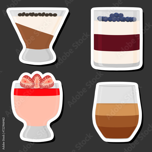 Illustration on theme fresh fruit tasty jelly panna cotta of various ingredients