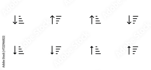 sorting and filtering icons. Set of sorting icons collection vector. editable illustration