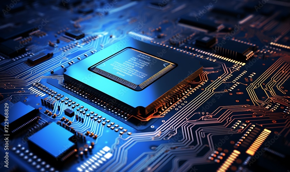 Computing processor, CPU, microchip and electronic circuit board. Advanced technology conceptual background. Generative Ai Computing processor, CPU, microchip and electronic circuit board. Advanced technology conceptual background. Generative Ai