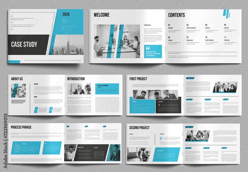 Case Study Booklet Layout Landscape Stock Template | Adobe Stock