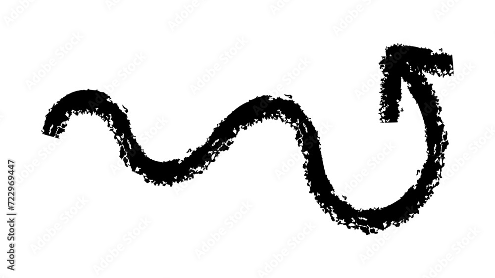 Obraz premium Hand drawn crayon chalk charcoal line arrows set. curvy and wavy arrows isolated on white. Group of squiggles and scribbles strokes. Elements for diagrams. doodle marker