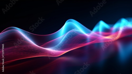 Abstract colored digital waves. Speaking sound wave. Neural network AI generated art photo