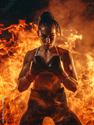 woman fire boxing