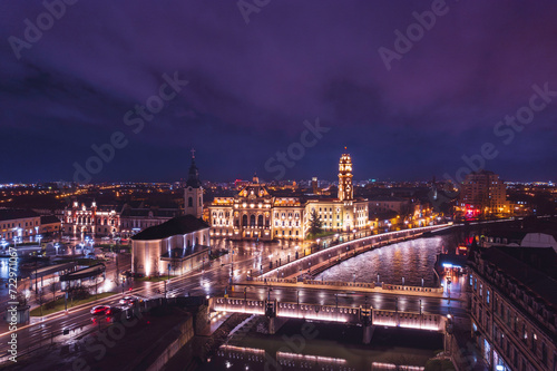 Midnight Symphony  Captivating Aerial View of Oradea  Bihor  Romanias Majestic City Lights