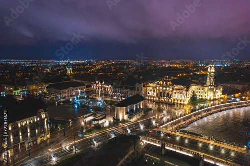 Midnight Symphony: Captivating Aerial Glimpse of Oradea, Romanias Enchanting Night Life