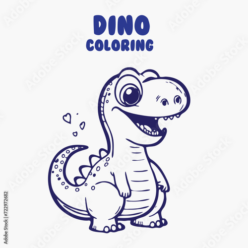 Cute dinosaur of tyrannosaurus cartoon characters vector illustration. For kids coloring book. line art for coloring page