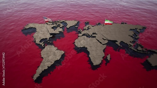 Usa Vs Iran Flags and Earth