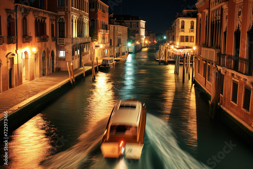 Motorboat trip in the Venice canal.