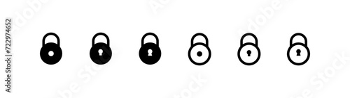 Retro key lock icon set. Linear and silhouette style. Vector icons