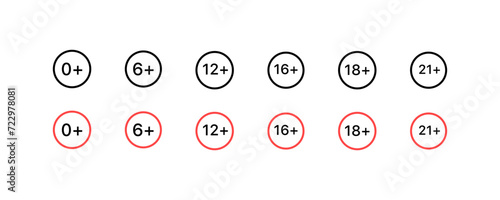 Pass age icons set. Outline style. Vector icons