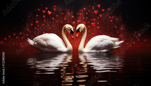 Lovely Swan Couple: Graceful Bond of Romance and Purity in Tranquil Waters