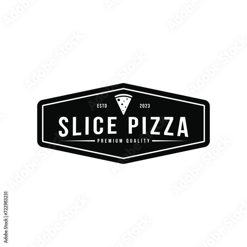 Slice pizza logo design vintage retro stamp label	