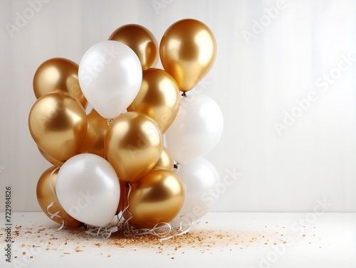 Wallpaper Mural Golden balloons on a white background with blank text space Torontodigital.ca