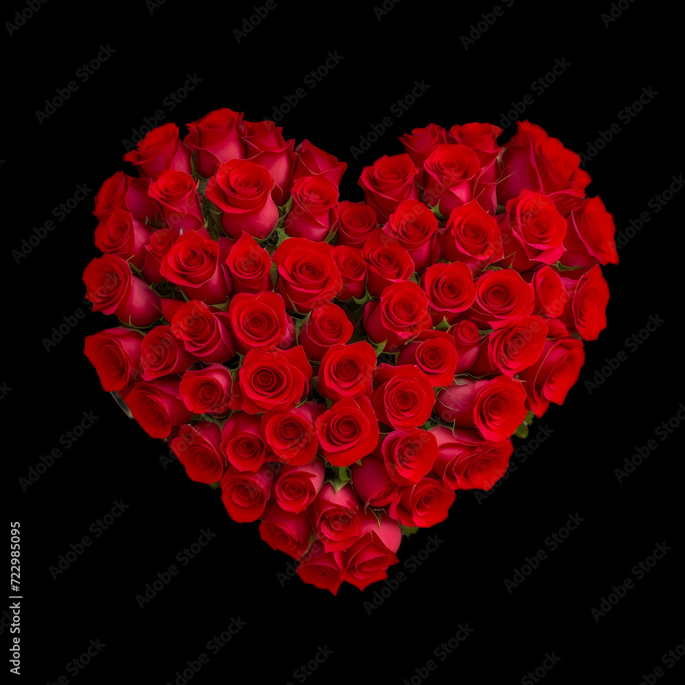 heart made up of red roses on a black background. Love and lovers concept heart made up of red roses on a black background. Love and lovers concept