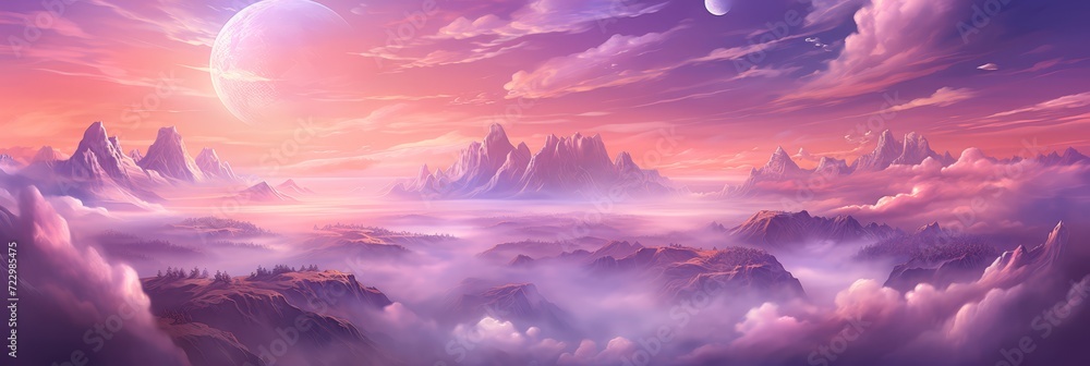 Clouds of dreamy and romantic composition anime panorama