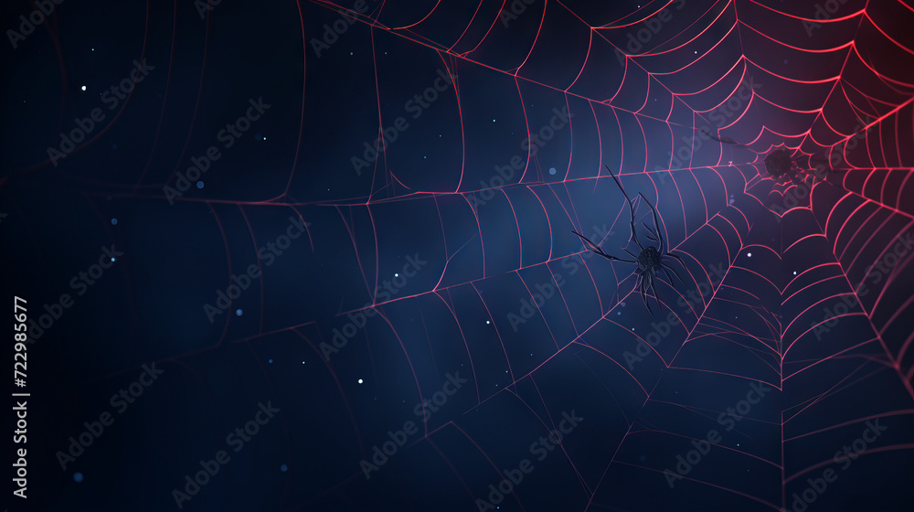 Obraz premium Spider web blue and red background 
