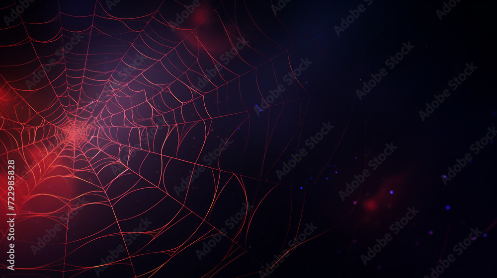Naklejka premium Spider web blue and red background 