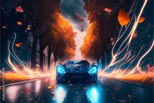 photo sports car wallpaper lightning falling speed concept © chaiwat