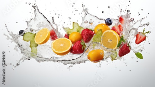 Juicy fresh slice Citrus Fruits Splash with Colorful Berry Variation  