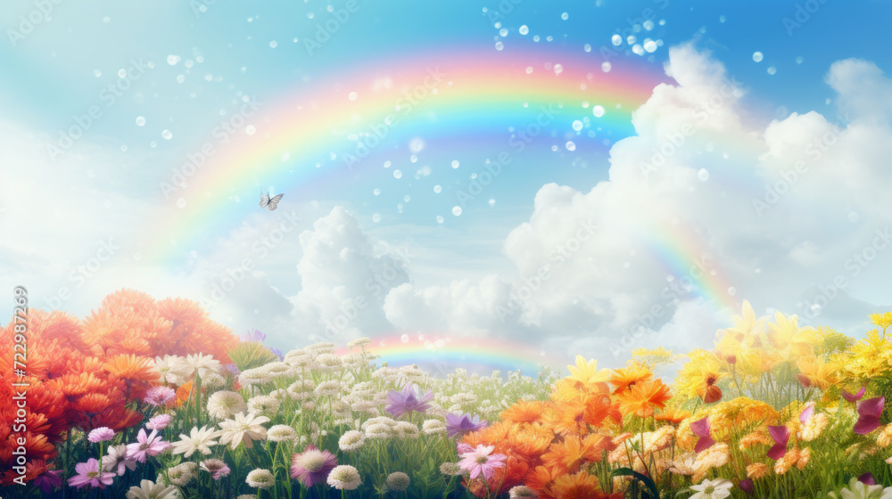 landscape with rainbow and clouds