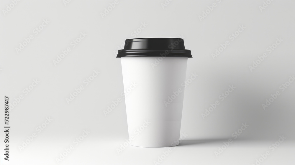 Blank takeaway coffee cup with lid on neutral backdrop, ideal for branding mockup. Blank takeaway coffee cup with lid on neutral backdrop, ideal for branding mockup.