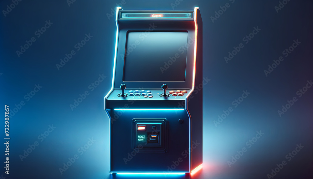 Single Arcade Game Unit with Vibrant Neon Lighting Single Arcade Game Unit with Vibrant Neon Lighting